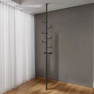 Asta di Tensione Regolabile Fai-da-te da Pavimento a Soffitto, Organizer con Vassoi di Nuovo Stile per Stendibiancheria e Appendiabiti - Product Image 4