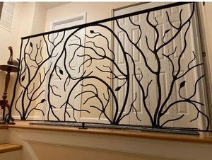 Barandilla de Escalera de Hierro Forjado de Estilo Moderno, Montada en la Pared, con Diseño de Rama de Árbol Resistente al Óxido, Tamaño Personalizable, Antirrobo; Fácil de Instalar - Product Image 6