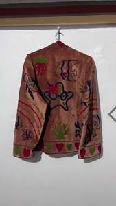 Veste en velours cuivré Handmaid Suzani, motif étoile de mer brodé, manteau bohème, cadeau pour une amie - Product Image 6