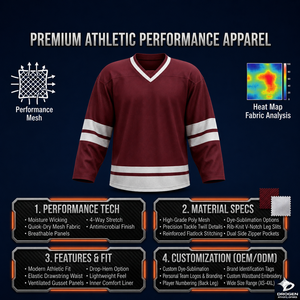 manufacturer warm brown Ice Hockey Jersey high quality Mesh Fabric jersey fabric team sports apparel polyester <b>athletic</b> v neck - Product Image 4