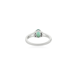 Beautiful Oval Cut Genuine <b>Emerald</b> Halo Diamond Solitaire Accents 925 Sterling <b>Silver</b> <b>Ring</b> Wholesale OEM ODM Jewelry Available - Product Image 6