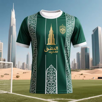 Camiseta de Fútbol para Hombre con la Bandera de Arabia Saudita, Cuello en V, Manga Corta, Transpirable, Deportiva, Emblema Nacional, Diseño Digital 3D