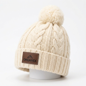 Bonnet en tricot crème pour homme, bonnet d'hiver à revers, unisexe, style streetwear, bonnet ajusté, logo personnalisé, accessoire de mode en gros - Product Image 1