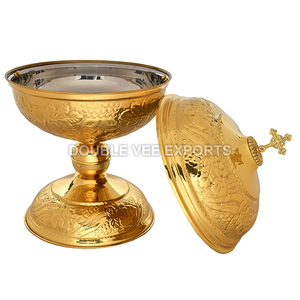 Cuenco de latón para pan sagrado con tapa e inserto de acero inoxidable |   Recipiente para Altar de Iglesia – DOUBLE VEE EXPORTS - Product Image 3