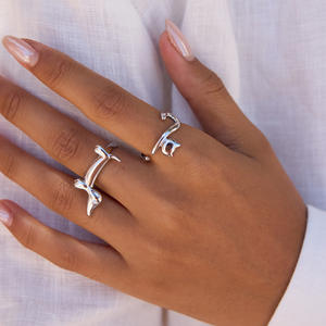 Bague ajustable en acier inoxydable plaqué or avec motif animal, vente en gros - Product Image 4