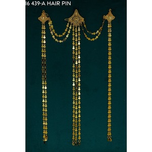 Pasador de pelo con cadena chapada en oro árabe para mujer, pasador de pelo con cadena para novia de Oriente Medio, joyería de pasador de pelo con cadena para novia de estilo árabe. - Product Image 6
