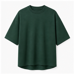 Camiseta de Manga Corta para Hombre, Cuello Redondo, Oversize, de Algodón Peinado Verde Pino, Modelo MTS-OVR-0017 - Product Image 1