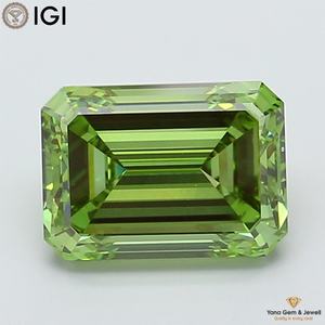 Diamante Cultivado en Laboratorio con Certificado IGI, Corte Esmeralda, Claridad VVS2, Color Verde Intenso, 5.00 Quilates para Creación de Anillos - Product Image 1