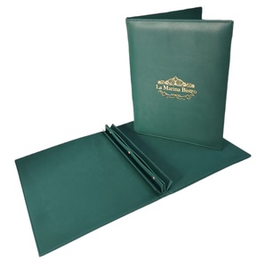Carpeta de Menú de Cuero PU Verde A4 de Alta Calidad, Diseño de Resort Forestal de Lujo, Grabado Dorado, Hermoso Logotipo Personalizado Hecho a Mano - Product Image 5