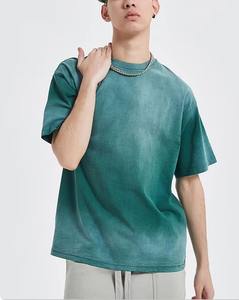 T-shirt pour homme de luxe à étiquette privée, coupe oversize, épaules tombantes, logo personnalisé, vierge, épais 300 g/m², délavé à l'acide - Product Image 3