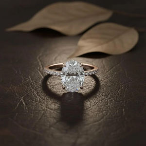 Hermoso Anillo de Compromiso de Moissanita con Halo Oculto, Anillo Nupcial de Plata Esterlina 925, Anillo de Promesa, Regalo de Aniversario, Solitario Ovalado - Product Image 6