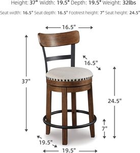 Wholesale Industrial Rustic Swivel Bar <b>Stools</b> Solid Wood and Metal Counter <b>Height</b> Chair with Upholstered Seat - Product Image 4
