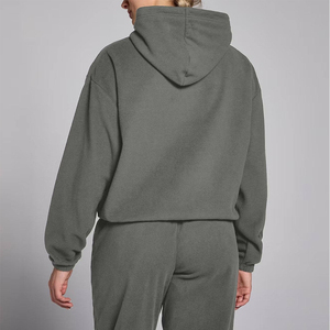 Sweat-shirt à capuche surdimensionné en coton épais de qualité supérieure pour femme, épaules tombantes, manches longues, personnalisable, idéal pour l'hiver - Product Image 2