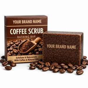 Private Label Coffee Scrub <b>Soap</b> Bar Exfoliating Bathing <b>Soap</b> for Tan Removal, Skin Smoothing & Nourishment OEM Bulk Wholesale - Product Image 1