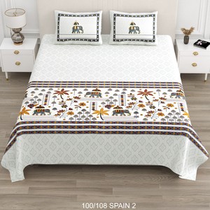Embroidered Cotton <b>Bedspread</b> Set with 2 Pillow Covers Modern <b>Floral</b> Elephant Pattern All-Season Hotel Use Home Bedding - Product Image 2
