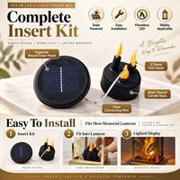 Bougie solaire LED pour tombes avec triple flamme et panneau rond séparé pour lanternes de cimetière – Vente en gros