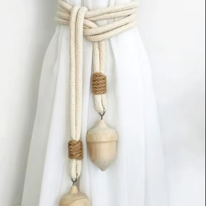 Handwoven Cotton Curtain Tie Backs: Bohemian Farmhouse Decor - Product Image 1