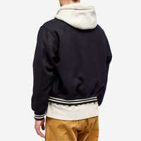 Blouson universitaire bleu marine personnalisé pour homme, veste bomber de baseball vierge de qualité supérieure avec boutons-pression blancs, streetwear, vêtement d'extérieur