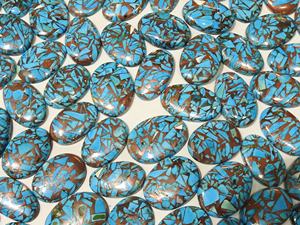 Cabujón Ovalado Azul Cobre, Creado en Laboratorio, Pulido, Hecho a Mano, para Joyería - Product Image 2