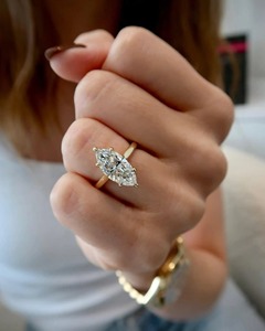 Marquise Cut 6CT Moissanite Diamond <b>Ring</b> 14K Yellow Gold <b>Solitaire</b> Engagement <b>Ring</b> Statement Luxury Fine Jewelry Design - Product Image 4