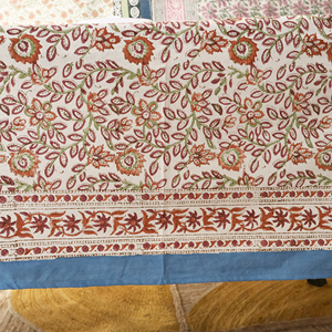 Mantel de mesa naranja con estampado de bloques, hecho a mano en algodón, para mesa de comedor, fabricante mayorista de la India. - Product Image 6