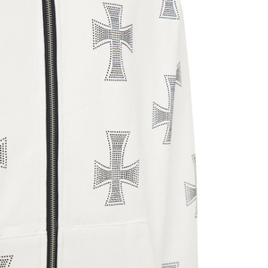 Vente en gros de sweats à capuche thermiques unisexes personnalisés, nouveaux et élégants, avec fermeture éclair intégrale, coupe oversize, logo en strass, 100% coton pour l'automne - Product Image 5