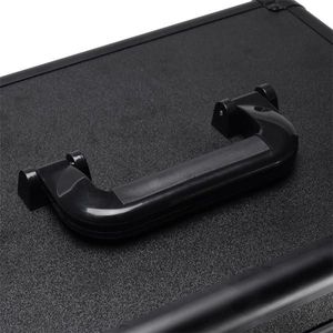 4 in 1 Interchangeable Aluminum Rolling Makeup Case with Draw Bar Style LED Mirror Black - Product Image 6