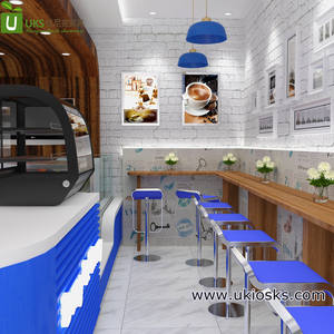 Attraente negozio di succhi al dettaglio interior design con stazione di yogurt congelato chiosco di cibo moderno chiosco di gelati centro commerciale bancone di cocco - Product Image 4