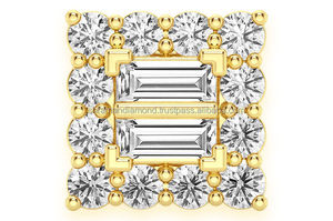 SHRAMAN DIAMOND Trendy Designer Women's Fashion Necklaces 10K <b>Gold</b> Plated Custom Baguette Lab Grown Diamond Fine <b>Pendants</b> Charms - Product Image 4