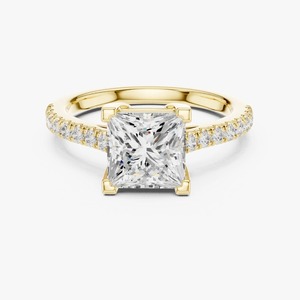 Bague de fiançailles en diamant de laboratoire taille princesse 2,00 carats, or jaune 9K, pavé, vente en gros, bijoux fins OEM - Product Image 3