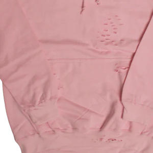 เสื้อฮู้ดดี้ผู้ชายแบบขาดๆ ทรงโอเวอร์ไซส์ สีชมพู ผ้าฟลีซ ผ้าฝ้าย มีฮู้ด สไตล์สตรีทแวร์  รับสกรีนโลโก้ ขายส่ง - Product Image 6