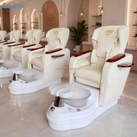Fauteuil de pédicure professionnel électrique avec dossier réglable, bain de pieds sans tuyauterie, jets de remous, luxe, pour salon de manucure et spa