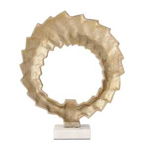 Jaffs Exports Trendy Gold Aluminum Sculpture Modern Circular Abstract Geometric Artistic Eco-Friendly Tabletop Decor for Living - Product Image 3
