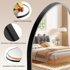 Specchio da Parete con Cornice in Metallo Nero Arcuata 24x36 Pollici per Bagno o Camera da Letto - Product Image 2