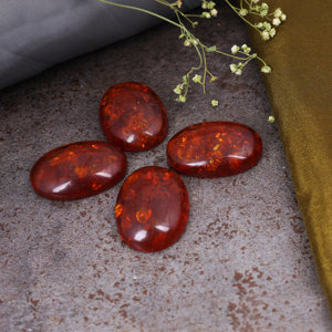 Best Quality Wholesale High Quality Natural Red Synthetic <b>Amber</b> Oval Cabochon Gemstone Wholesale <b>Rings</b> Pendant Jewelry Making - Product Image 3