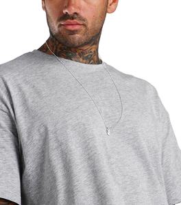 T-shirt Homme Gris Uni Col V Manches Courtes Coupe Droite en Tissu Toile 100% Coton Épais 220g Poids Lourd pour l'Été 2026 - Product Image 5