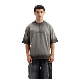 T-shirt tendance délavé à l'acide, imprimé sérigraphié, coupe oversize, manches courtes, respirant, col rond, style hip-hop, coupe carrée - Product Image 1