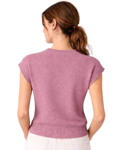 Pull sans manches en tricot mauve pour femme, style floral, doux et léger, gilet décontracté pour le printemps et l'été, vêtement tendance pour femme - Product Image 2