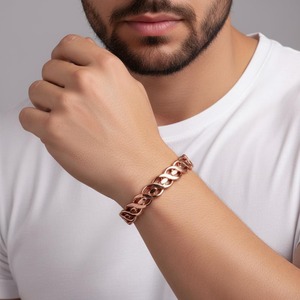 Luxury Rose Gold Chain <b>Bracelet</b> Handmade <b>Metal</b> Jewelry Exquisite Design for Men Women - Product Image 4