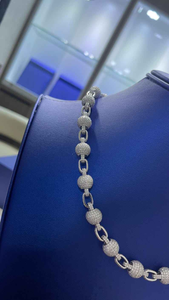 Lab Grown Diamond Beaded Link <b>Chain</b> Necklace <b>Iced</b> <b>Out</b> Luxury Hip Hop Statement Necklace Unisex Jewelry Gift Accessory - Product Image 3