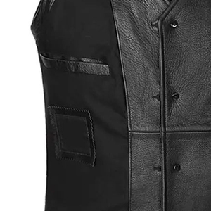 Gilet de moto en cuir classique pour homme, finition noir mat, cuir épais, pour rallyes et motards. - Product Image 5