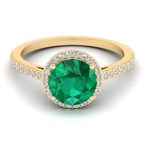 Anillo de compromiso REYES de plata de ley 925 con esmeralda de corte redondo de 1.75 quilates y moissanita para mujer, precio mayorista - Product Image 6