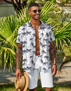 Camisa hawaiana floral para hombre, manga corta, estampado tropical, informal, para playa, con botones, colorida, para vacaciones, camisa de verano - Product Image 5