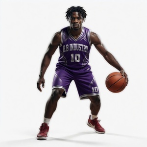 Maillots et shorts de basketball rouge et noir à effet éclaboussures, imprimés par sublimation, en tissu respirant et anti-humidité, avec logo et numéro d'équipe - Product Image 4