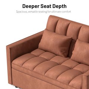 Sofá Cama Doble de Pana con Cama Extraíble, 2 Almohadas Suaves y Bolsillo Lateral de Almacenamiento - Product Image 6