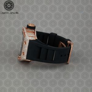 Reloj de Lujo para Hombre, Caja de Oro Rosa con Diamantes, Esfera Azul, Movimiento Mecánico Analógico, Correa de Acero Inoxidable, Caja de 40 mm, Resistente al Agua 10 Bar - Product Image 2
