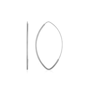 Orecchini a Cerchio Lunghi in Oro Bianco 14k Lucidato con Motivo Marquise - Product Image 1