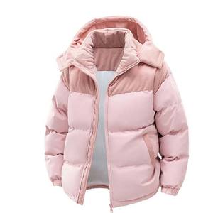 Blouson d'hiver matelassé à capuche, manches longues, imperméable, coupe-vent, logo avant en toile, polyester enduit, style urbain 2026 - Product Image 1