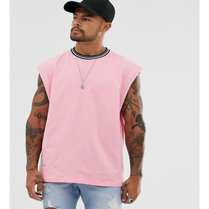<b>Men's</b> <b>Pink</b> Sleeveless Crew Neck Tank Top Solid Color Casual Knitted 100% Cotton Fit - Product Image 1