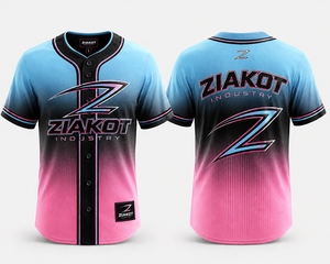 Maillot de baseball pour homme ZIAKOT, sublimé, manches courtes, coupe classique, évacuation de l'humidité, couleur dégradée, vêtements de sport - Product Image 2